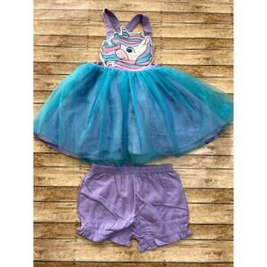 Mia Miel Clothing Unicorn Dress w Bloomers and Removable Tulle Tail 4T NEW